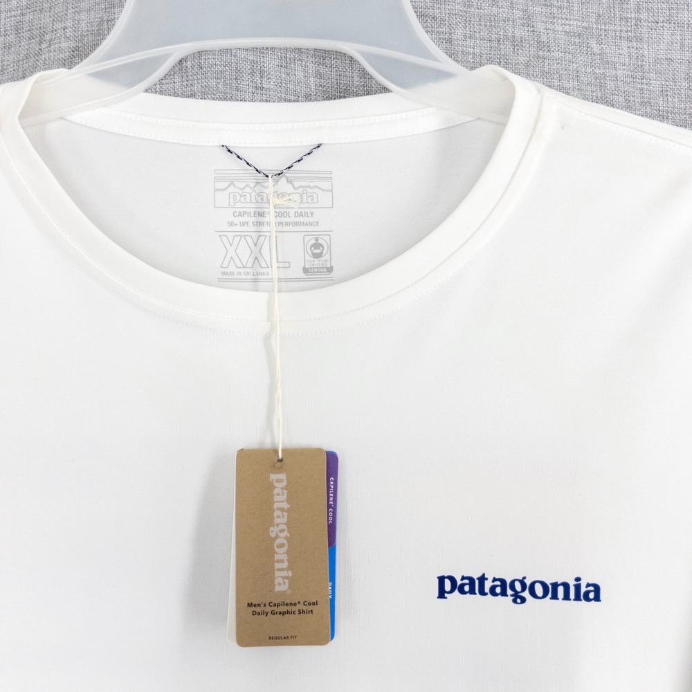 NEW Patagonia Capilene Cool Daily Graphic Shirt Men's XXL White NWT Wave Logo